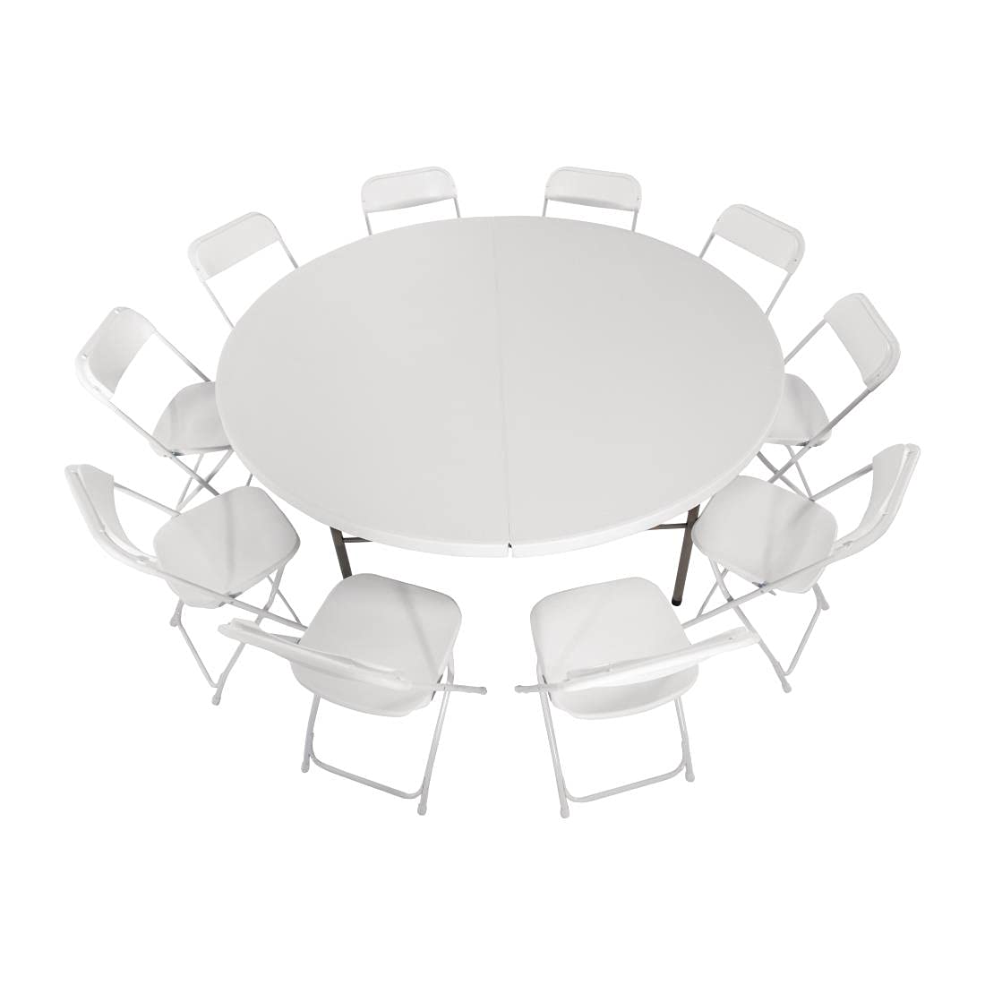 Bolero Table Pliante Ronde en PE, Blanche, Dimensions: 74(H) x 183(Ø)cm, Table d'Appoint pour Restaurant, Structure en Acier Thermolaqué avec Plateau en Polyéthylène Haute Densité, HC270