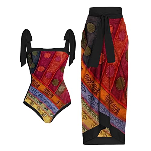 riou Bañadores Mujer Reductores Barriga Moda Sexy Cuello en V Monokini+Vestido de Playa de Encaje Bañadores Deportivos Vientre Plano con Relleno NatacionCover Up Blusa Halter