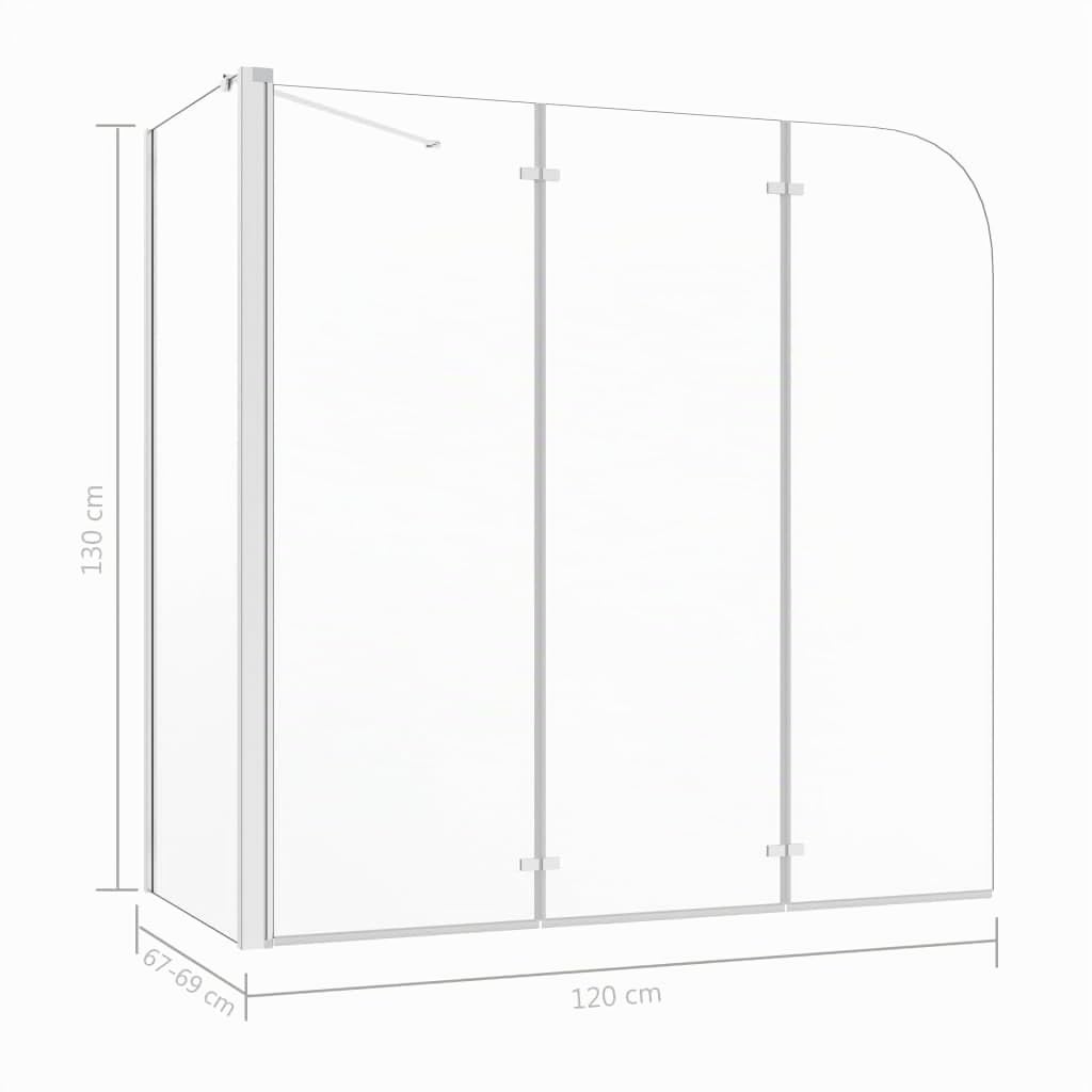 vidaXL Duschabtrennung Badewannenfaltwand Badewannenaufsatz Duschwand Duschtrennwand Duschkabine Faltwand 120x69x130cm Hartglas Transparent