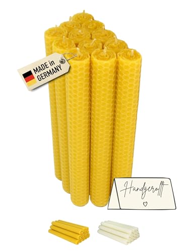 12 Stabkerzen 100% Bienenwachs aus Deutschland – Bienenwachskerzen...
