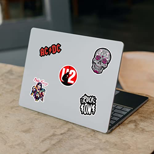 Pack of 52 Classic Rock Band Vinyl Self Adhesive Stickers for Laptop,Journal,Guitar,Mobile Phone - Waterproof Free Multicolor Stickers - 3 Inches for Metal,Glass,Wooden,Plastic Surface