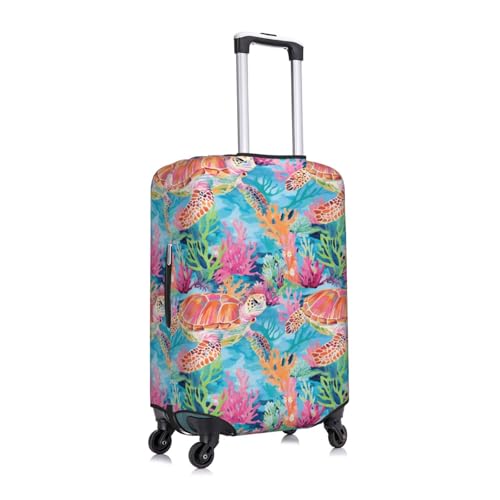 Ocean Turtle Coral Reef Luggage Cover Protector Elastic Washable Anti-Scratch Suitcase Covers With Zipper Closure For Luggage 18-32 Inch X-Large3