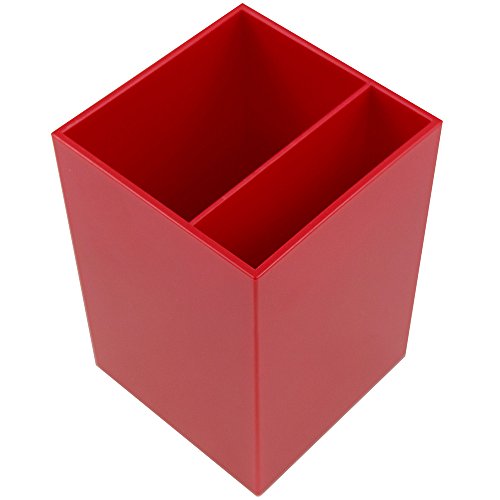 Image of JAM PAPER Plastic Pen Holder - Red - Desktop Pencil Cup - Sold Individually