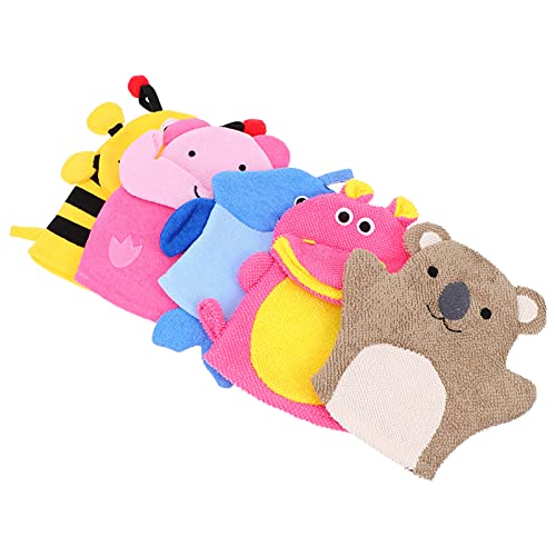 Image of Kids Bath Mitts, 5 Pcs Cute Animal Washcloths Gloves, Bath Sponge Body Washcloth Mitt for Boys Girls Children Hand Bathing Shower