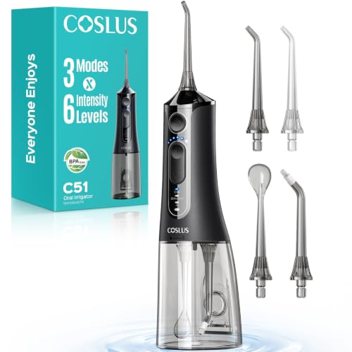 Image of COSLUS ADA Accepted C51 Water Dental Flosser for Teeth, 3 Modes 6 Pressure