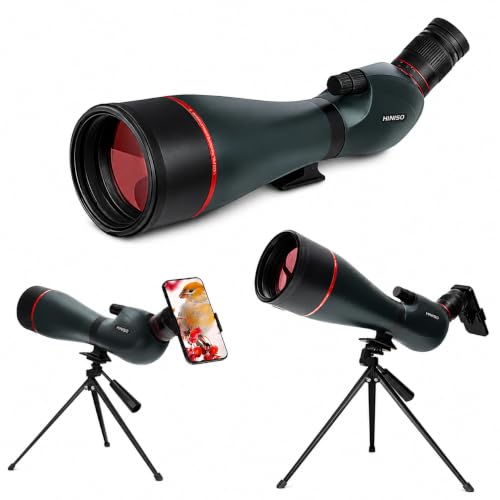 Image of HINISO 25-75x100mm ED Spotting Scope with HD Optics, BAK4 Prism, Dual Focus Knob, Waterproof & Fog Proof Telescope for Bird Watching, Hunting, Wildlife, Stargazing with Tripod & Phone Adapter