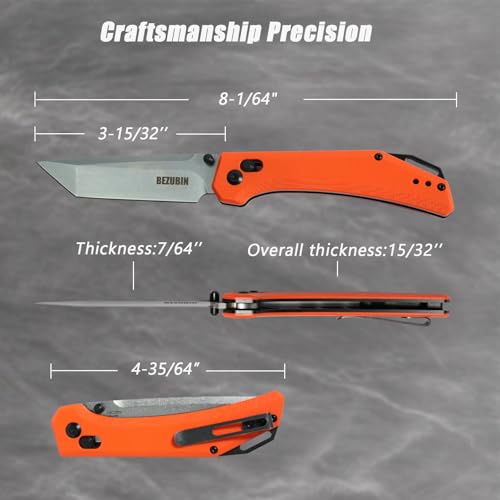 BEZUBIN Axis Lock Folding Knife Review &mdash; 14C28N Blade, Orange G10 Handle &amp; Pocket Clip | EDC for Camping, Fishing, Hiking &amp; Survival