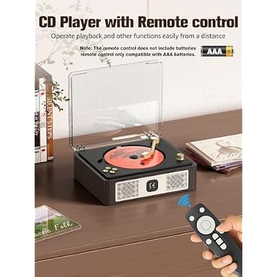 CD Player with Built-in Speakers Bluetooth Input&Output Portable CD Players for Home Music Nostalgic CDs Player with Remote Control Headphone Jack Walnut Brown with Display Screen