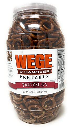 Wege Circle Pretzel O's, Round Salted Pretzels, 28 Ounce Barrel