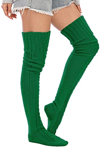 Image of Leoparts Women's Cable Knitted Thigh High Boot Socks Extra Long Winter Stockings Over Knee Leg Warmers