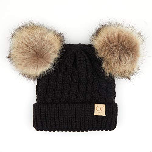 Image of C.C Exclusives Children Kid Double Pompom Knitted Beanie for Kids Ages 2-5 (KID-23)(KID-24)(KIDS-2055)
