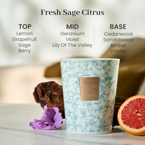 Image of M&SENSE Extra Large Candle 35oz 150H FreshSageCitrus Scented Candle,3 Wick Highly Scented Jar Candle, XL Candles Gift for Stress Relief, Meditation, Yoga