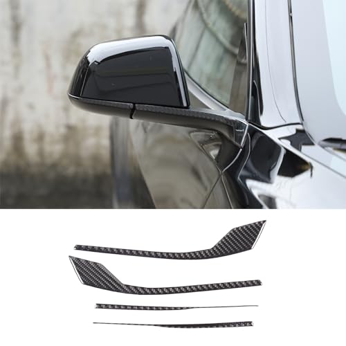 Exterior Door Rearview Mirror Edge Strip Protector Cover Trim Compatible with Tesla Model 3 Highlander 2023-2024, Rearview Mirror Trim Stickers, Anti-Collision Strip Anti-Rub Trim, Carbon Fiber1
