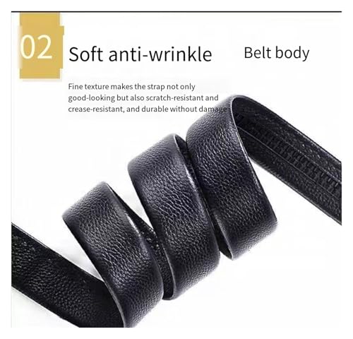 New men's leather textured belt with automatic buckle groove young and middle-aged belts3
