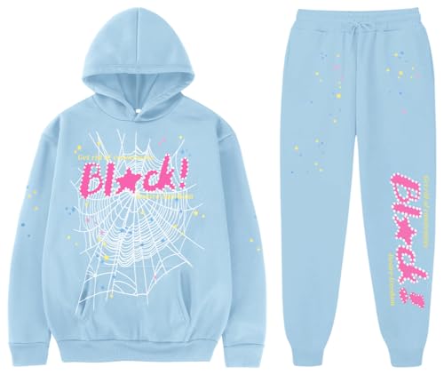 Y2K Hoodie Set Cobweb Spider Style Hoodie Pant Casual Tracksuit Long Sleeve Athletic Suit