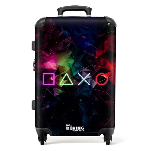 NoBoringSuitcases.com Maleta Infantil, Maleta Infantil Niño, Maleta Grande, Maleta Niños con Ruedas, Maleta Viaje Niño, Maletas de Viaje Grandes 23 Kilos (67 cm - 72 L), (Gaming - Neón - Negro)