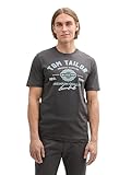 TOM TAILOR Hombre Camiseta con logotipo impreso 1008637, 10899 - Tarmac Grey, M