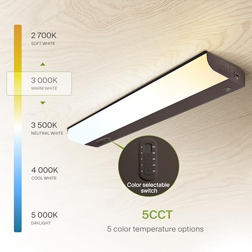 Image of ASD LED Under Cabinet Lighting Hardwired, 18 Inch 10W 2700K-5000K Selectable, 807LM, CRI90+, Direct Wire Linkable Under Counter Lights for Kitchen, Dimmable Under Cabinet Lights, Bronze, UL, 20 Pack