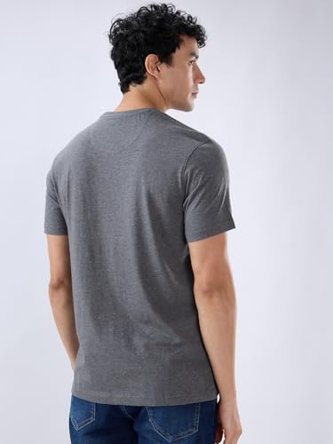 Image of Raymond Men Regular Fit Solid Pattern Pure Cotton Crew Neck Half Sleeve Casual T-Shirt