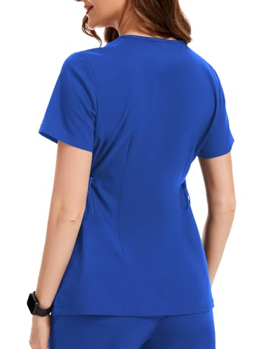 Image of PACBREEZE Women's Maternity Scrub Top /Shirt V-Neck Workwear Medical Pregnancy Scrub Clothes with 4 Pockets, S-XXL (Royal Blue, Medium)