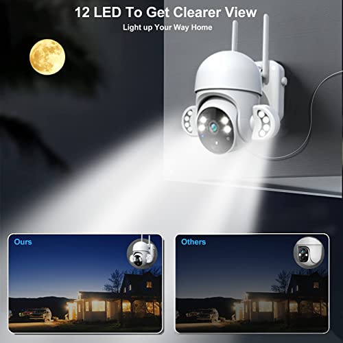 Xparkin Solar Security Cameras Wireless Outdoor, 4Mp Home Security 2.4G Wifi Camera With Pir Motion Detection & Floodlight, Ip66 Surveillance System For Garden Front/Back Yard - No Socket Needed #TOP5