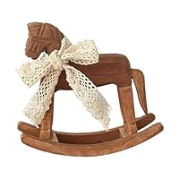 MagiDeal Wooden Horse Figurine Rocking Horse Statue with Ribbon Decorative Unique Collectible Holiday Season Ornament Table Decoration
