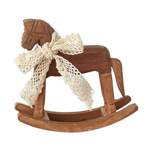 FQRDKT Mecedora decorativa de madera, juguete de madera para manualidades, mecedora en miniatura para escritorio, alféizar de la ventana, oficina