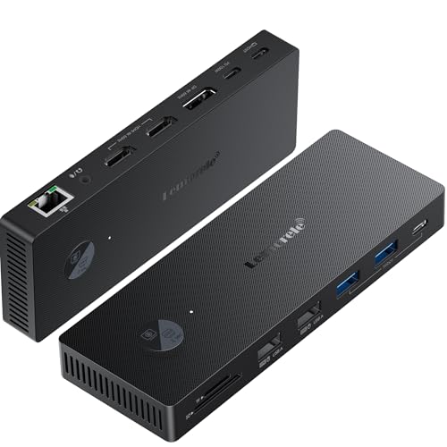 Image of Lemorele 13-in-1 Docking Station with Privacy Protection, 2 HDMI 4K@60Hz, DisplayPort 1.4, 100W PD Charging, Gigabit Ethernet, USB-A,USB-C Date, SD /TF Card Reader for Laptops
