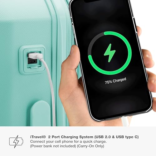 Traveler's Choice Pagosa Indestructible Hardshell Expandable Spinner Luggage, Mint, 2-Piece Set (22/26)4