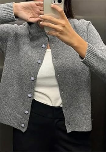 Image of Women's Cardigans Button Down Solid Color Knit Sweater Shirt Lady Lightweight Jackets Fall Winter Outfits