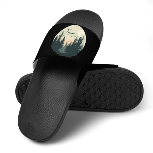 Wildlife Trees Outdoors Nature Vintage Forest House Sandals Non-Slip Bathroom Slippers Beach Summer Shoes for Men Women4