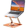 Soporte para computadora portátil para escritorio, soporte ajustable para computadora con base giratoria de 360°, elevador ergonómico para computadora portátil para trabajo colaborativo