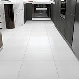 Decotalk Dalle PVC Adhesive Sols Blanc Mat 30x30cm 15Pièces Autocollant Sol Adhesif Salle de Bain Stickers Cuisine ÉtanchePVC Adhesive Sol Imperméable Adhésif Blanc Autocollant Carrelage Adhesif