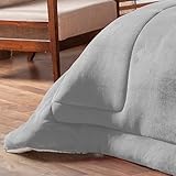 Coberdrom Edredom Sherpa solteiro Pele de Carneiro Cinza glide