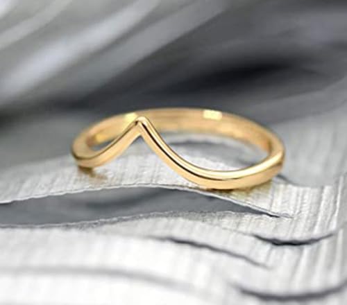 CCBFY Stainless Steel V Shaped Wedding Band Engagement Promise Ring for Women Pointed Chevron Classical Simple Plain Statement Ring2