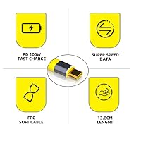 xiwai Gelbes 40 Gbit/s USB4 Stecker auf Buchse, schmales flaches Verlängerungskabel mit 100 W Aufladung und 8K @ 60 Hz, kompatibel mit Thunderbolt3/4 – Ansicht 3