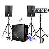  PACK SONO DJ ENCEINTE +CAISSON DE BASSES USB Bluetooth +PIEDS +CABLES HP/PC offerts, 4 PAR LED, TRÉPIED, +Clé USB 32G