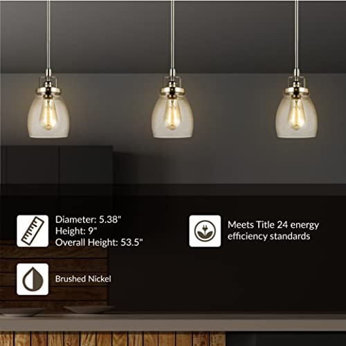 Sea Gull Lighting 6114501-962 Belton Clear Seeded Mini Pendant In Brushed Nickel, 5 In,Silver #TOP3