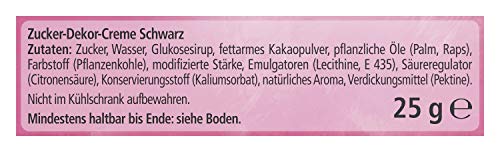 Dr. Oetker Zuckerschrift Schwarz, 8 x 25 g Tube, schwarze Schrift aus Zucker-Dekor-Creme, zum Dekorieren und Beschriften von Torten, Kuchen & Cupcakes, individuelle Kuchendeko