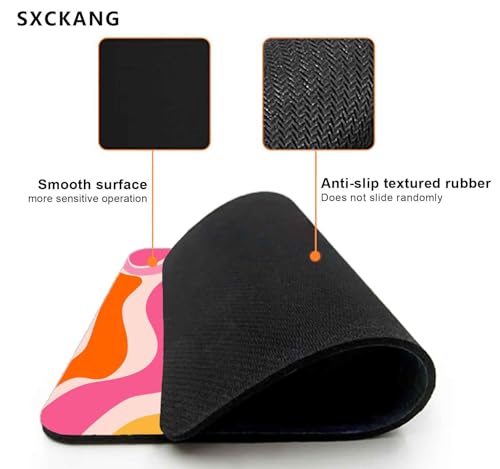 SXCKANG Small Mouse Pad, Rectangle Premium Texture Swirl Pattern Orange Computer Cute Mouse Pad Design, Women Mousepad Non-Slip Rubber Base for Office, Pink Abstract Wave by SXCKANG - Used condition - Image 3