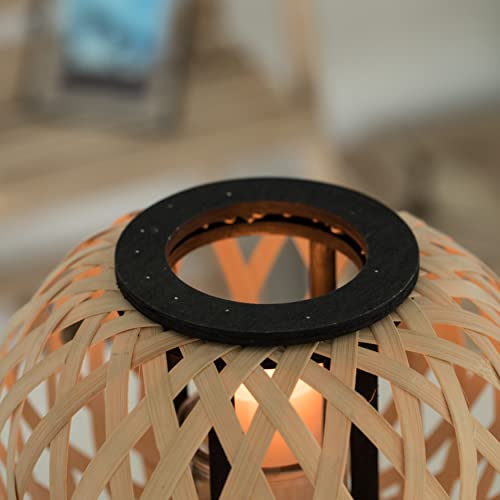 Modern Black, Natural Bamboo Candle Decorative Trellis Design Lantern With Stand #TOP5