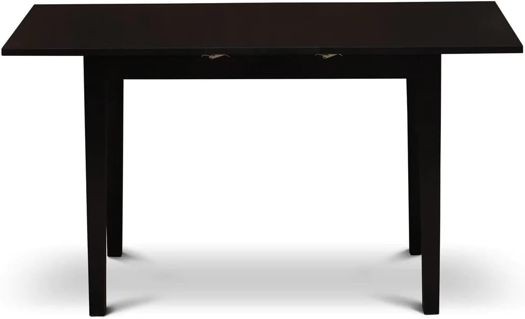 East West Furniture NOAV5-BLK-LC 5 Piece Dining Room Furniture Set Includes a Rectangle Kitchen Table with Butterfly Leaf and 4 Faux Leather Upholstered Chairs, 32x54 Inch, Black