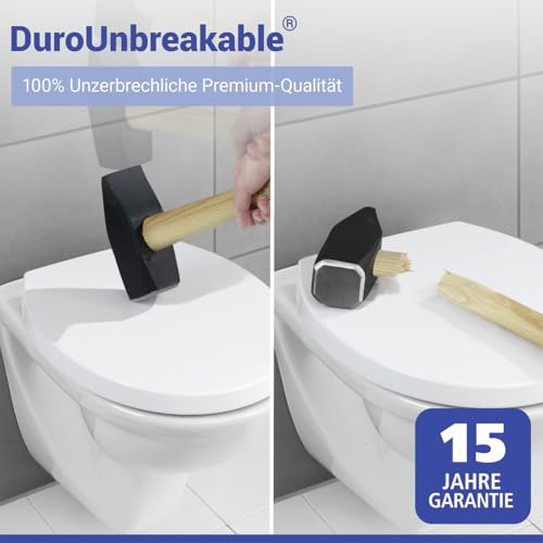 WENKO WC-Sitz Mod. Crevada DuroUnbreakable, belastbar bis 1500 kg, bruchfest und strapazierfähig, mit Easy-Close Absenkautomatik, inkl. Mikrofasertuch, 39 x 45,5 cm, Weiß
