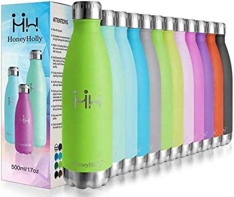HoneyHolly Kids Stainless Steel Water Bottle 350ML, Metal Water Bottle, Double Walled Vacuum, Small Insulated Water Bottles for School, Girls, Boys BPA Free Reusable Leak Proof for Hot/Cold Water