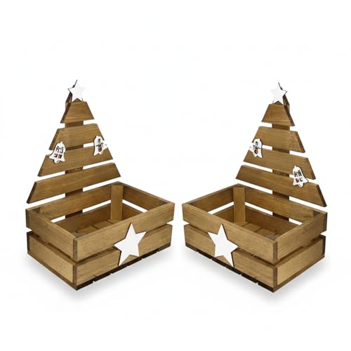 GoodFreshDecor Holzkiste Weihnachten Kiste Weihnachtsbaum Korb 30 x 20...
