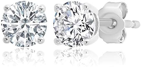 MAX + STONE Sterling Silver Cubic Zirconia Stud Earrings (Round 5mm)