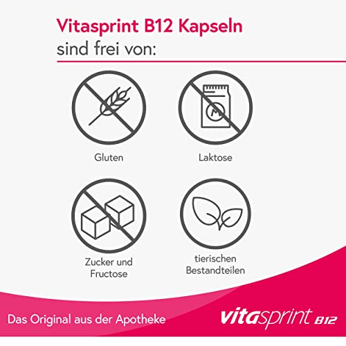 Vitamin B12 - Vitasprint B12 Kapseln, 100 St. - Mit Vitamin-B12 zur Besserung des Allgemeinbefindens, für mehr Energie und weniger Müdigkeit und Erschöpfung