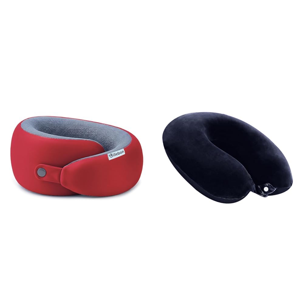 Memory Foam Neck Pillow, Snake Shape Travel Pillow with Snap Button, Neck Pillow for + Cool Gel Infused Memory Foam Travel Neck Pillow with Magnetic Fabric Luxury Neck Support-image-45