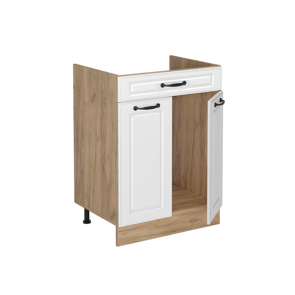 Vicco Meuble Bas de Cuisine R-Line, Blanc Campagne/Chêne doré 60 cm