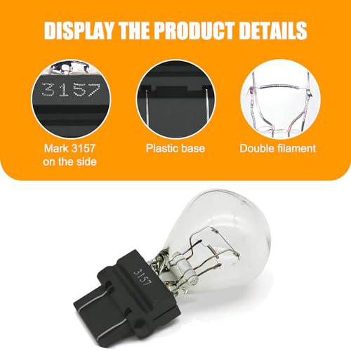 Flygun FUN243 10 Pcs 3157 Mini Car Brake Light Bulb, 12V 21/5W Waterproof Vehicle Side Marker Tail Light Bulb Replacements thumb #2